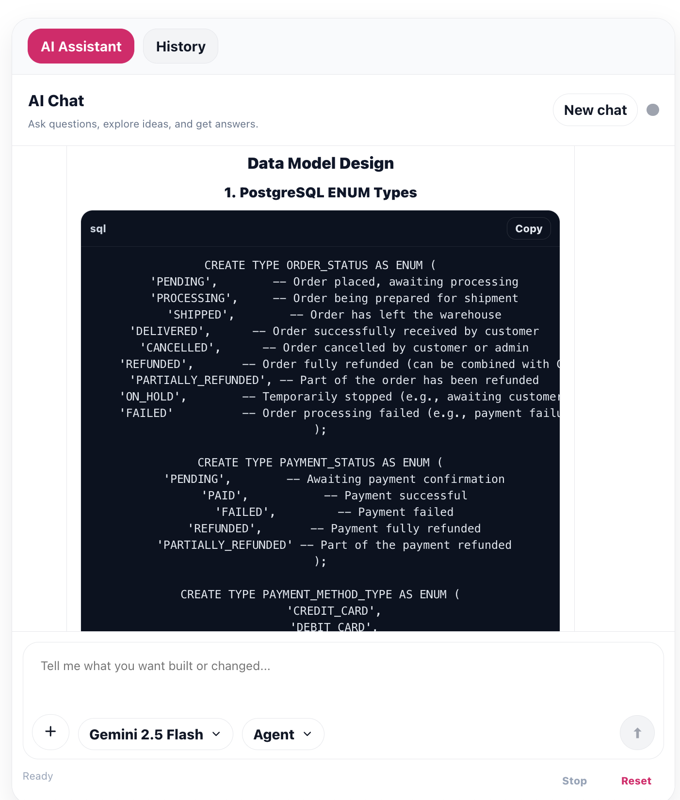 Chat UI - Assistant tab