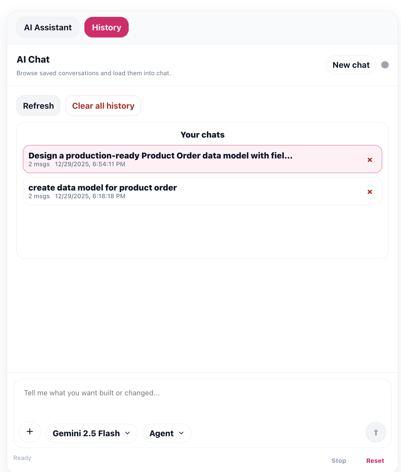 Chat UI - Spec tab