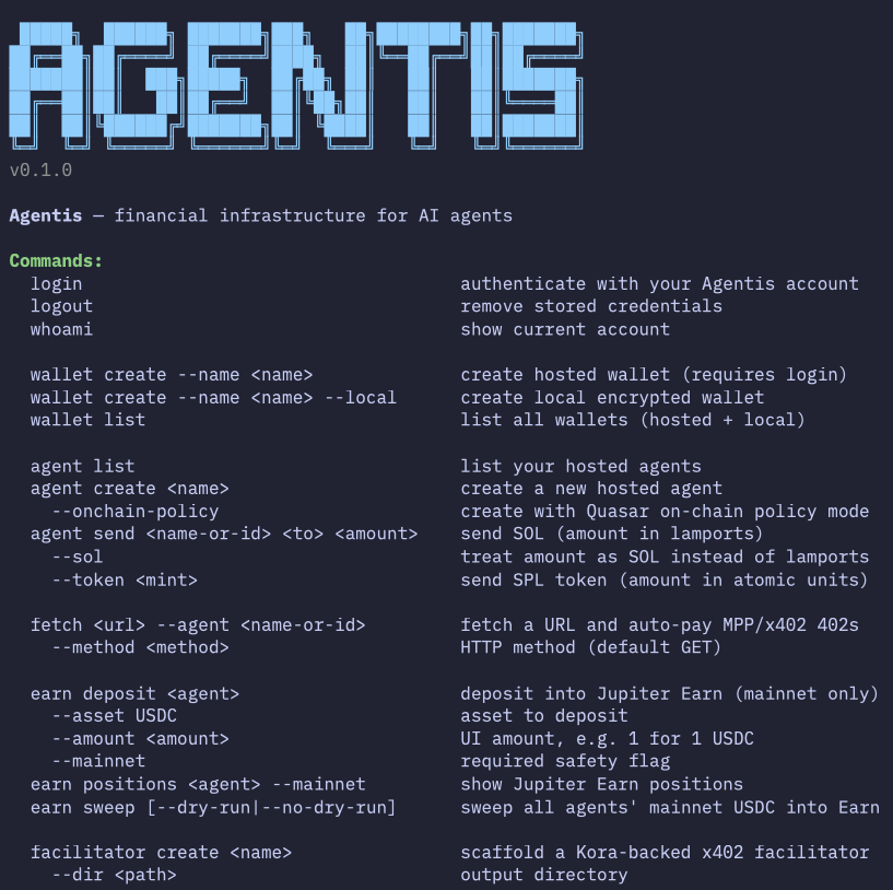 Agentis CLI help