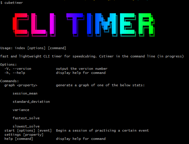 Help page of the cli