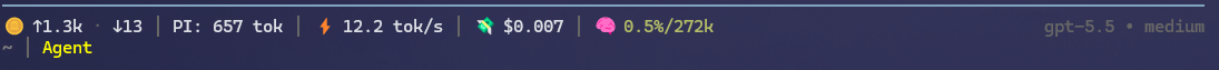 Status bar with metrics and git context