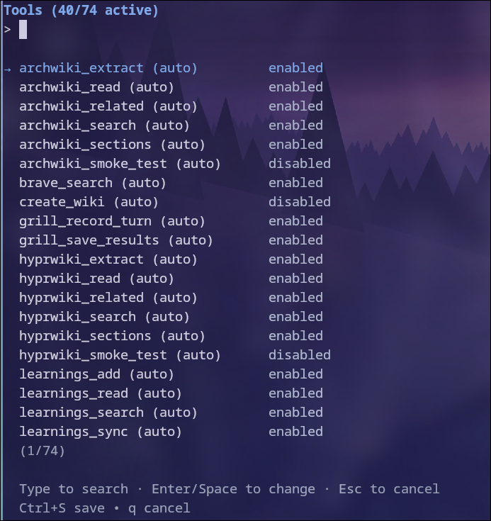 Interactive active-tool manager