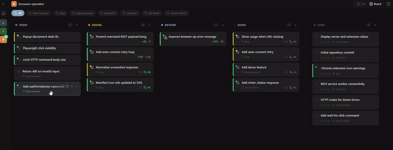 Kanban board drag-and-drop workflow