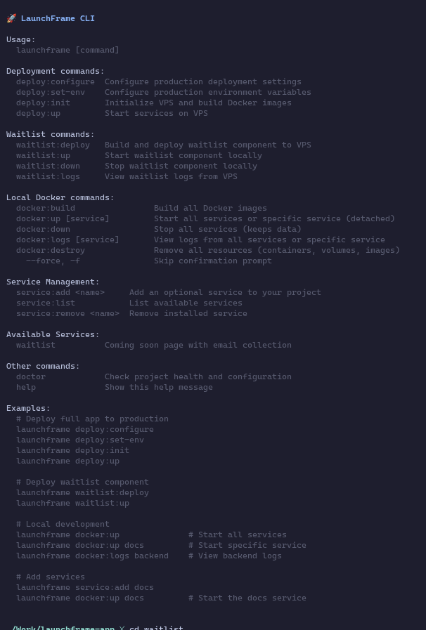 LaunchFrame CLI Preview