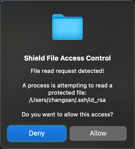 Shield Access Dialog