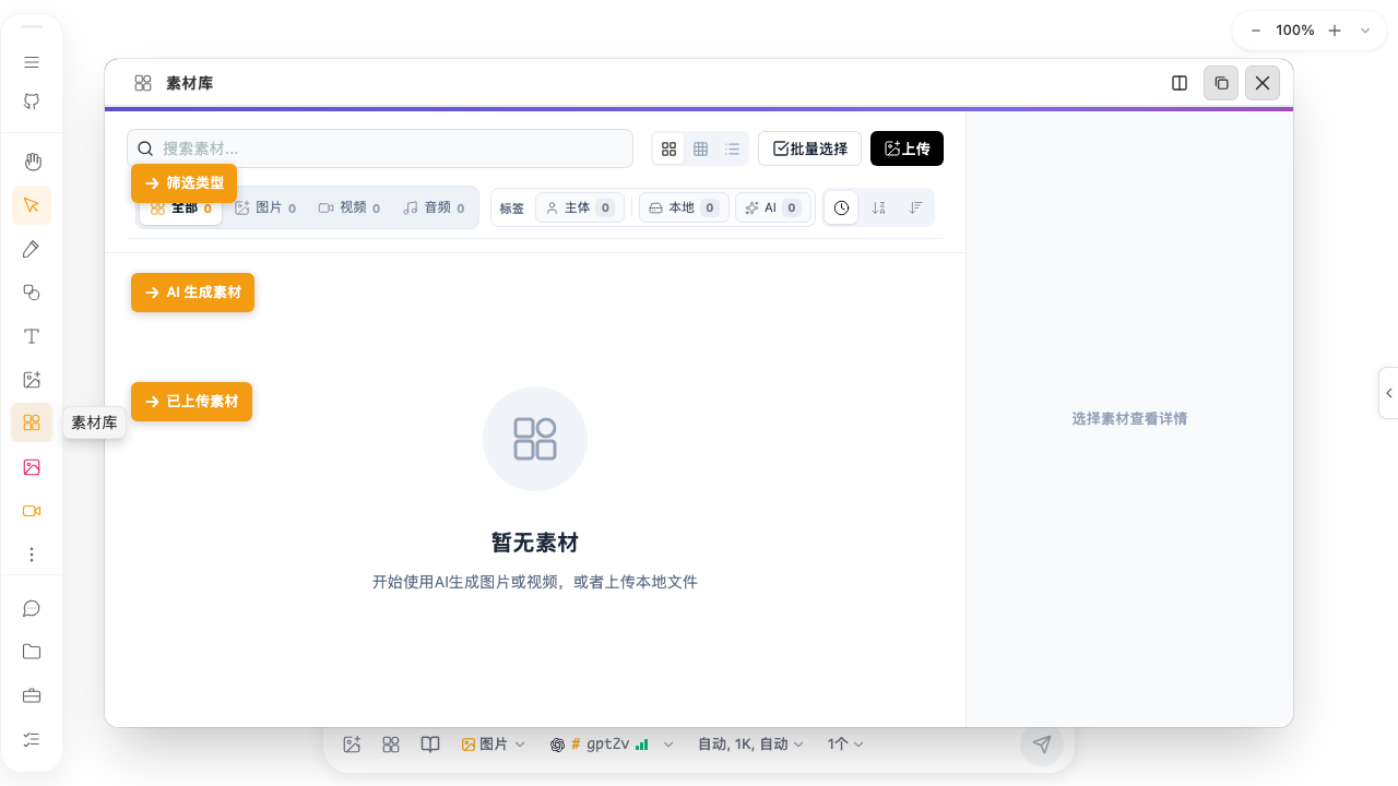 素材库面板