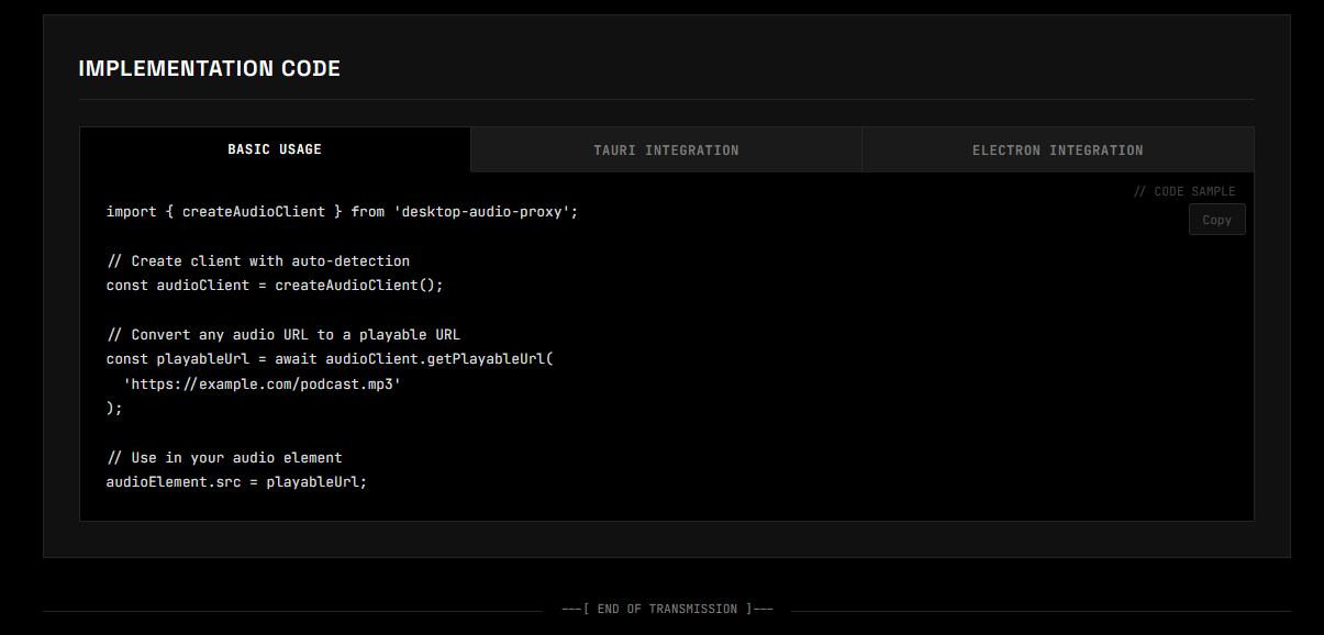 Web Demo - Code Examples