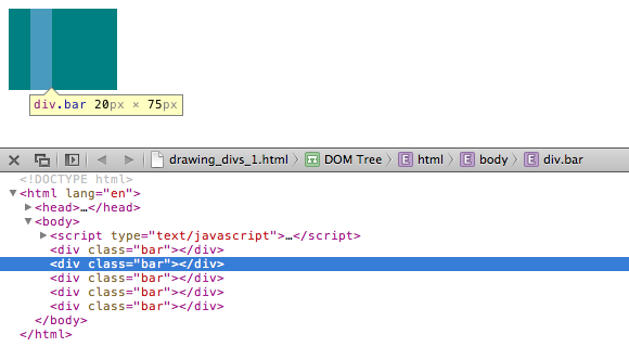 Five divs masquerading as one, as seen through the web inspector