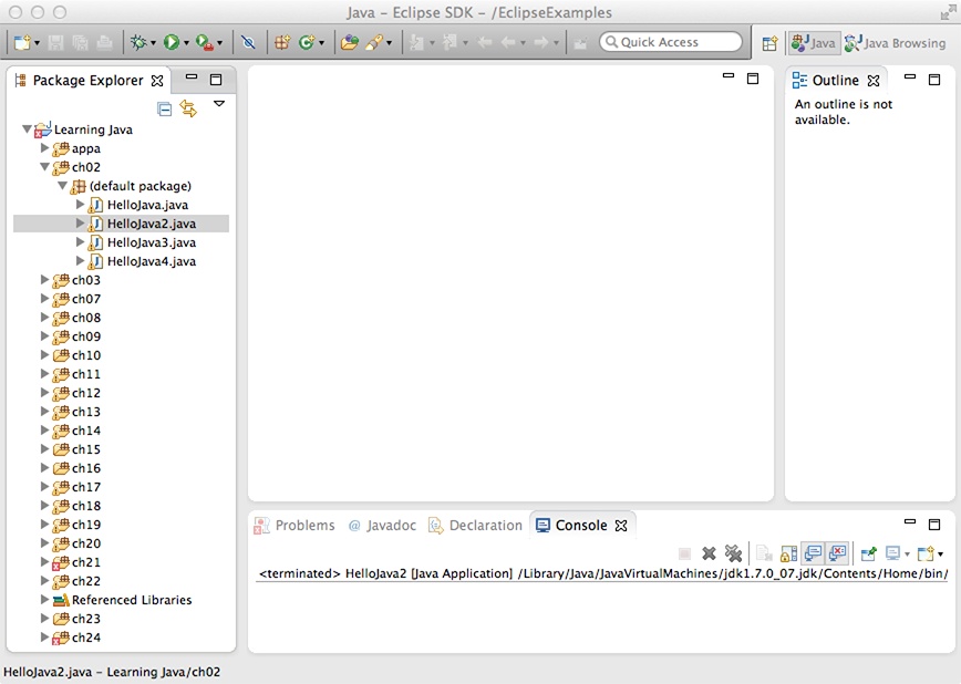 Running the HelloJava application