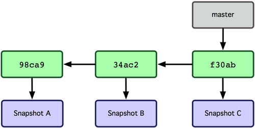 Figure 3-3. Branch pointing into the commit data's history.