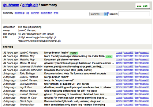 Figure 4-1. The GitWeb web-based user interface.