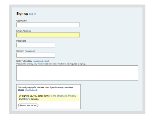 Figure 4-3. The GitHub user signup form.
