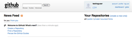 Figure 4-4. The GitHub user dashboard.