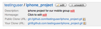 Figure 4-8. Project header with a public URL and a private URL.