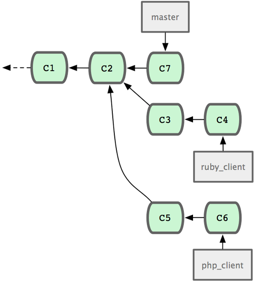 Figure 5-19. History with several topic branches.