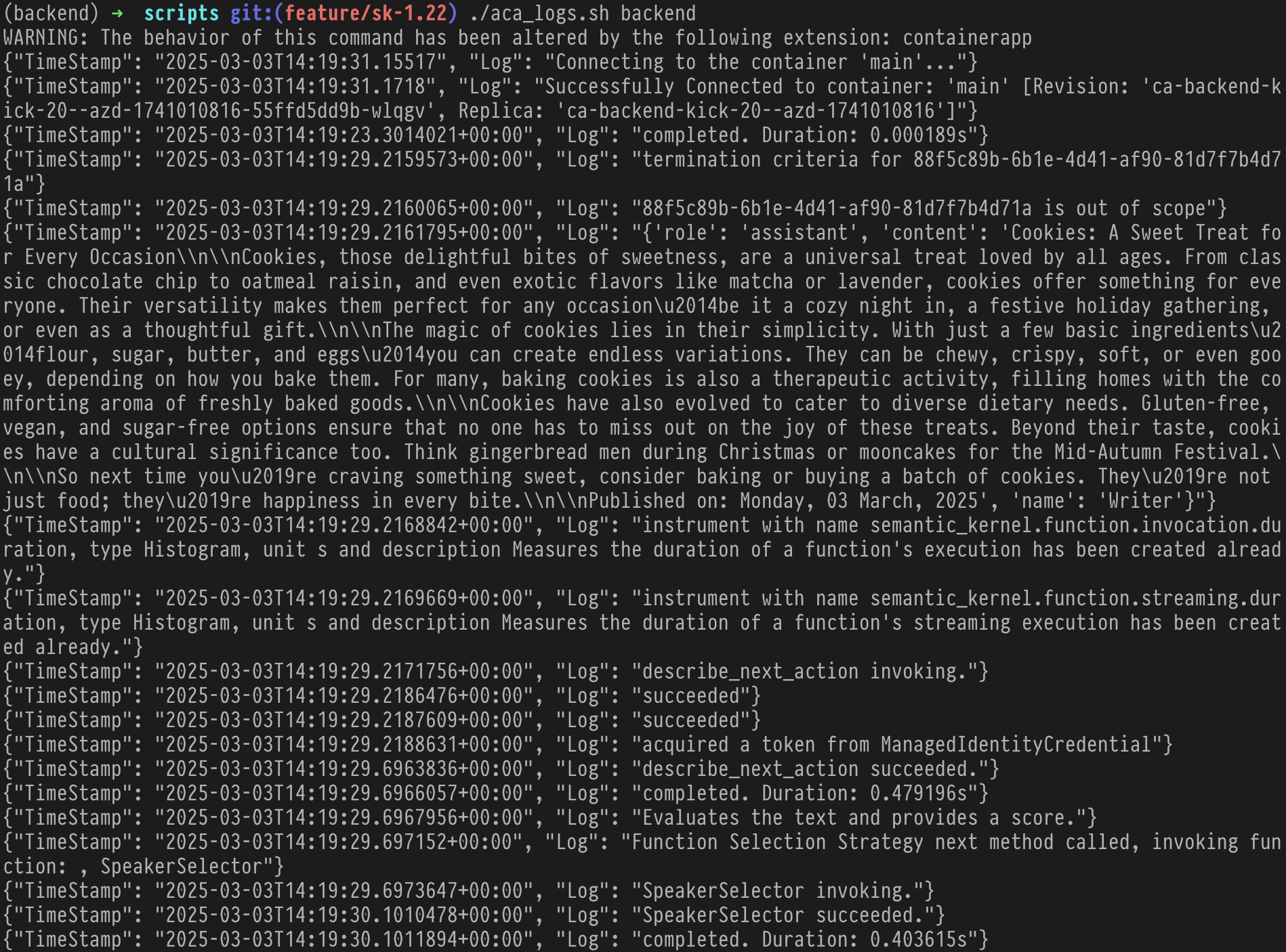 Semantic Kernel Logs