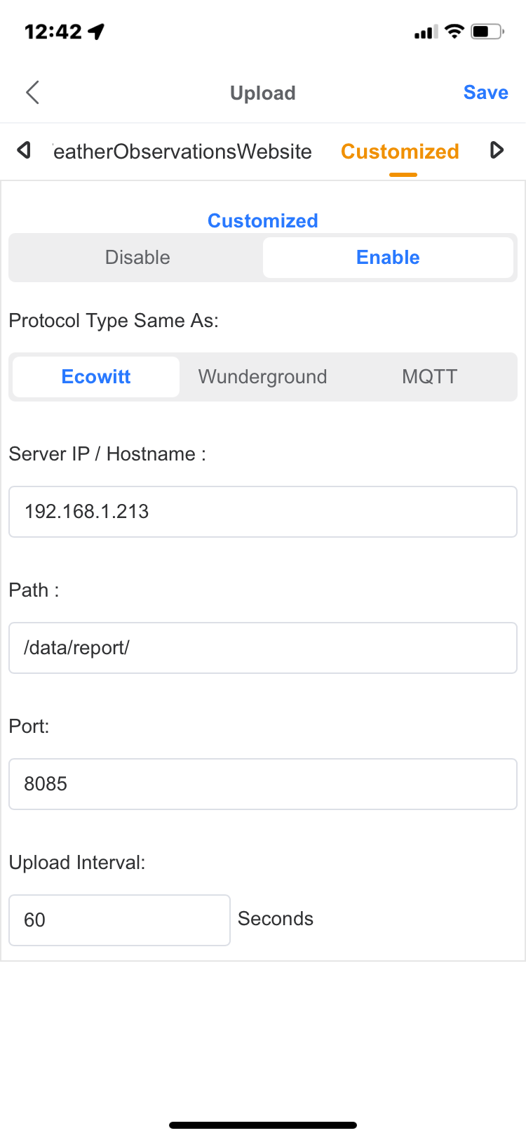 Setup on Ecowitt Device