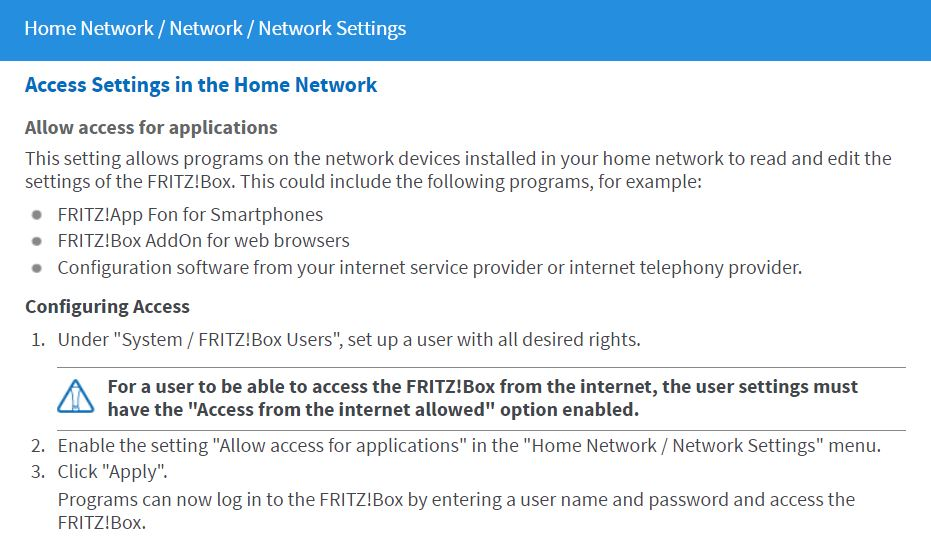 access settings