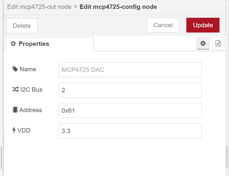 MCP4725 configuration