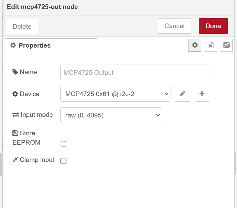 MCP4725 output node