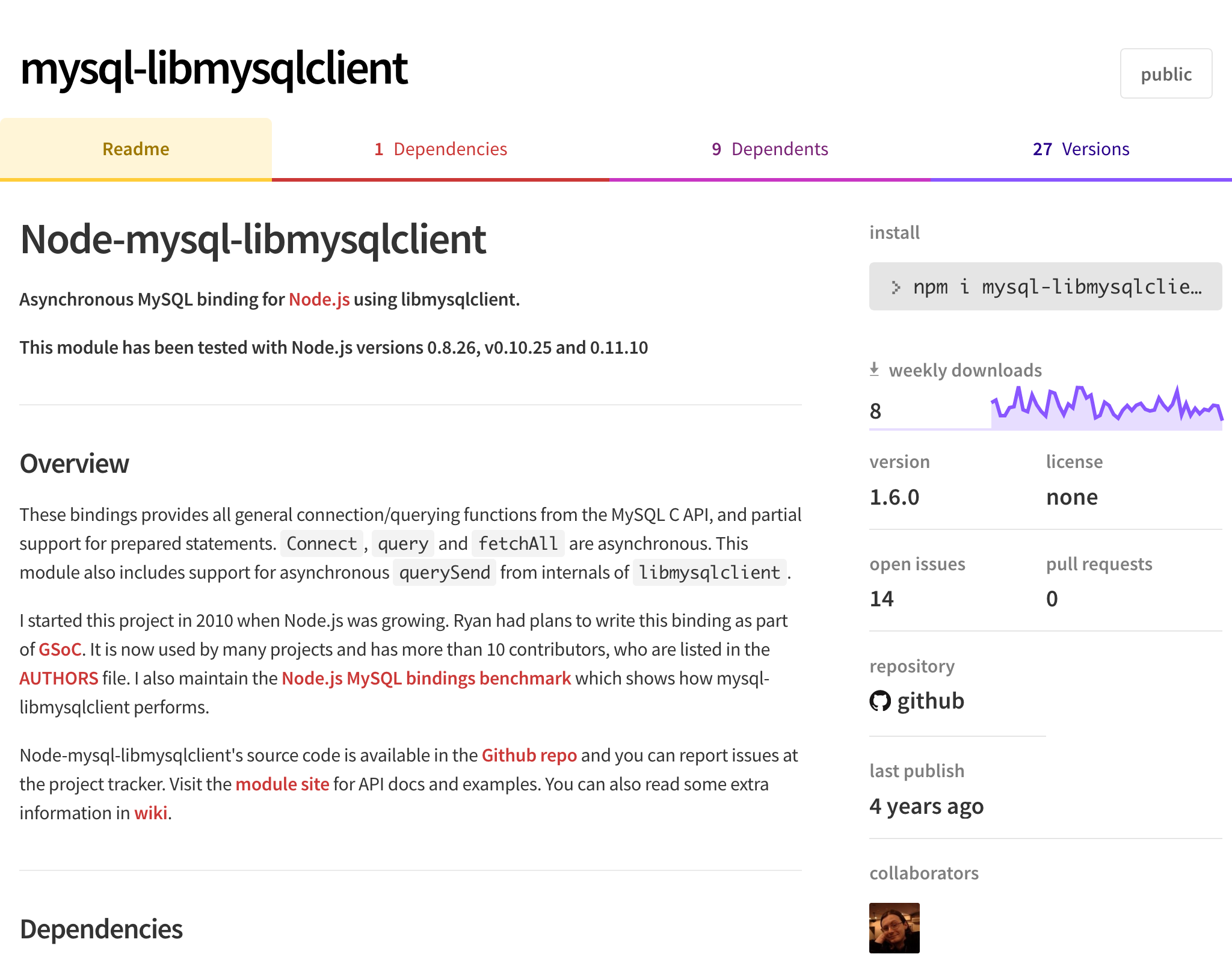npm package mysql libmysqlclient
