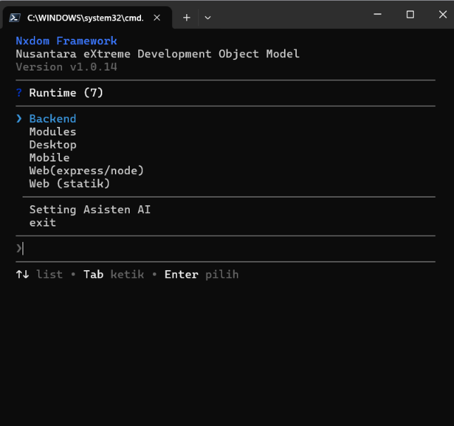 Menu Runtime nxdom