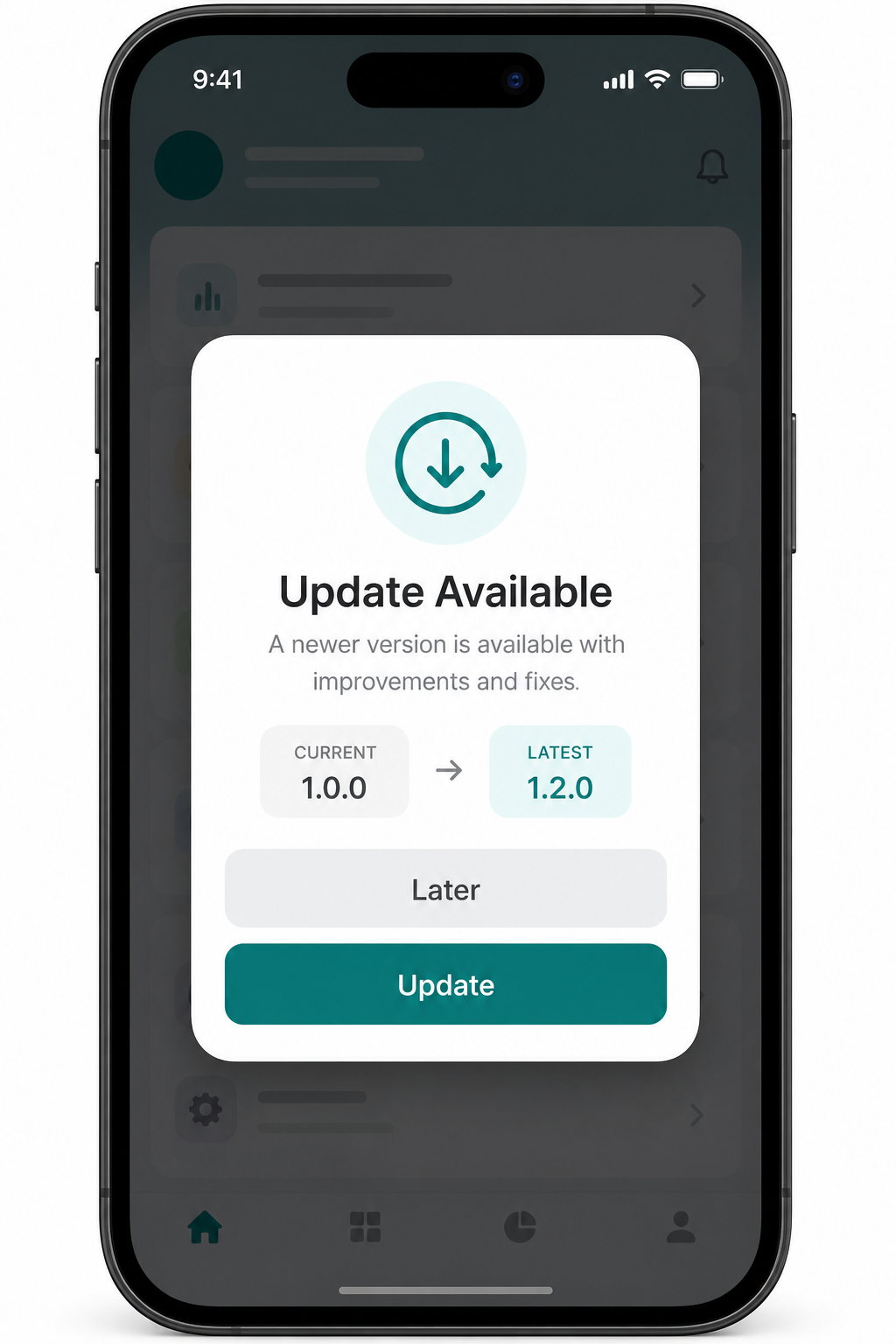 react-native-versionpilot update dialog preview