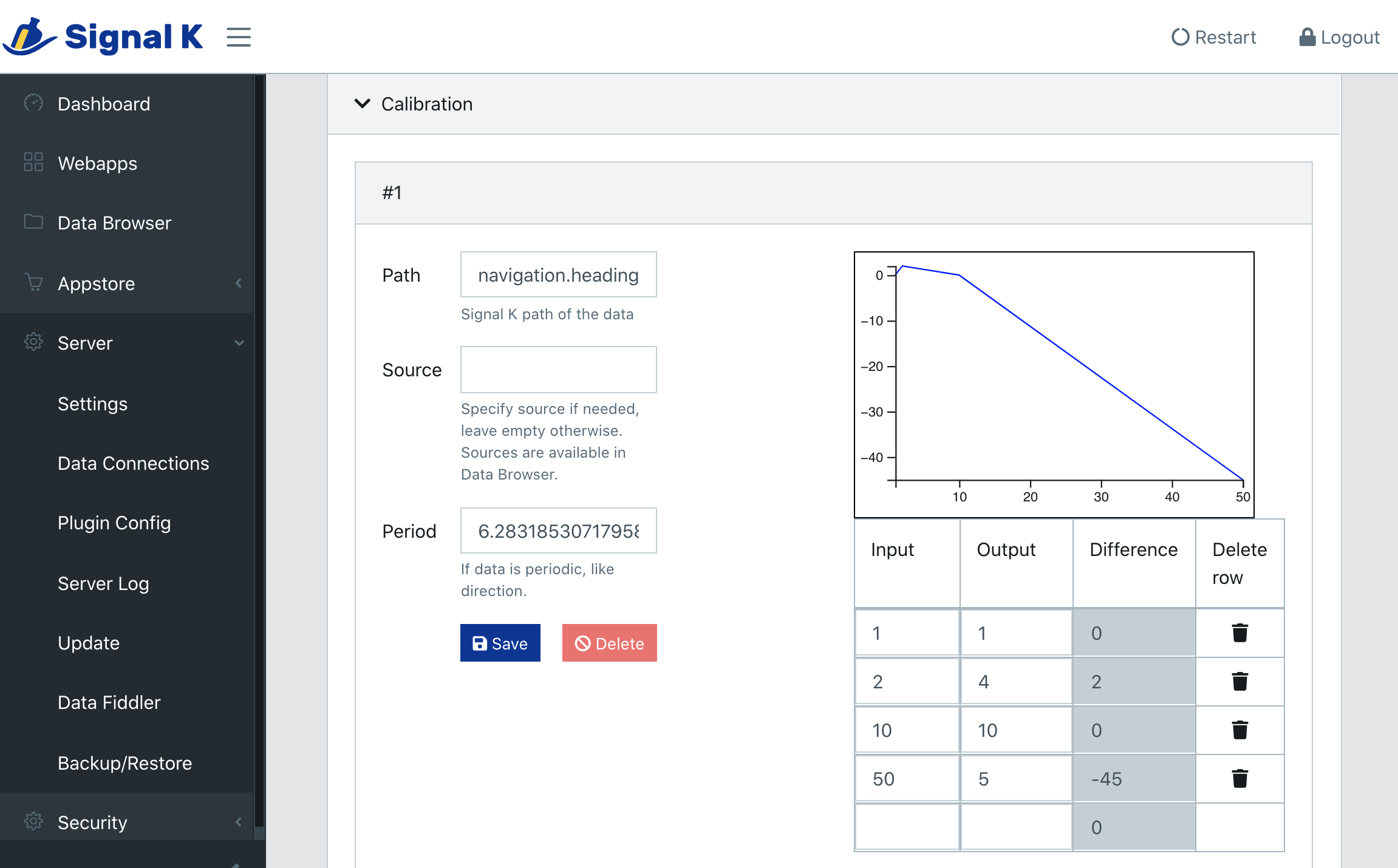 Calibration plugin configuration form calibration